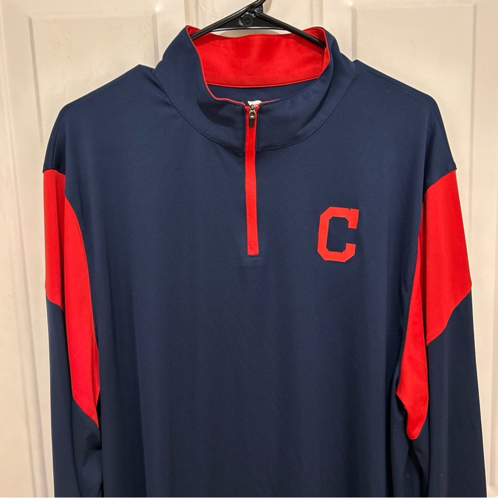 Cleveland Guardians Navy and Red Quarter-Zip Pullover Men’s XL - Picture 3 of 5